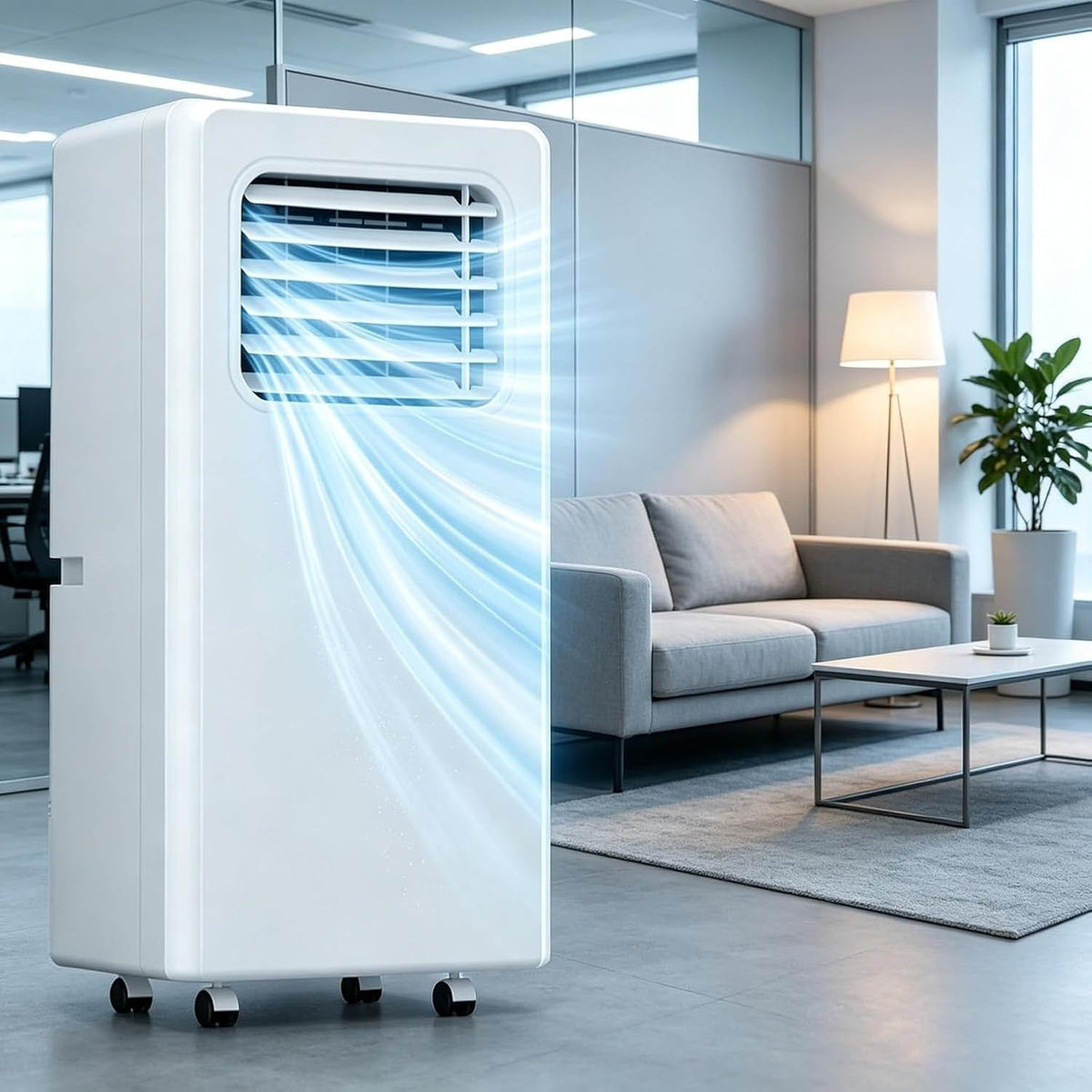 climatiseur portable GUOGHUI, 12000 BTU, Blanc, Climatiseur Mobile, Refroidisseur d'air Portable avec Tuyau d'Évacuation