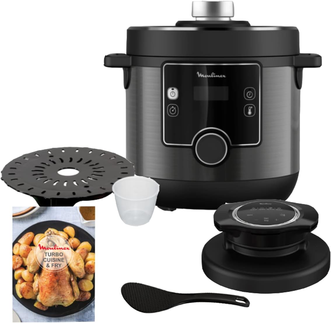 Moulinex Multicuiseurs, Noir, CE7788 Turbo Cuisine et Fry Multicuiseur, Couvercle Turbo-Crisp multifonction