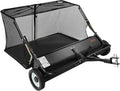 VEVOR appareil de massage, 122 cm, 566 L, Noir, Balayeuse à Gazon Tractée, Balai Ramasseur Herbes et Feuilles