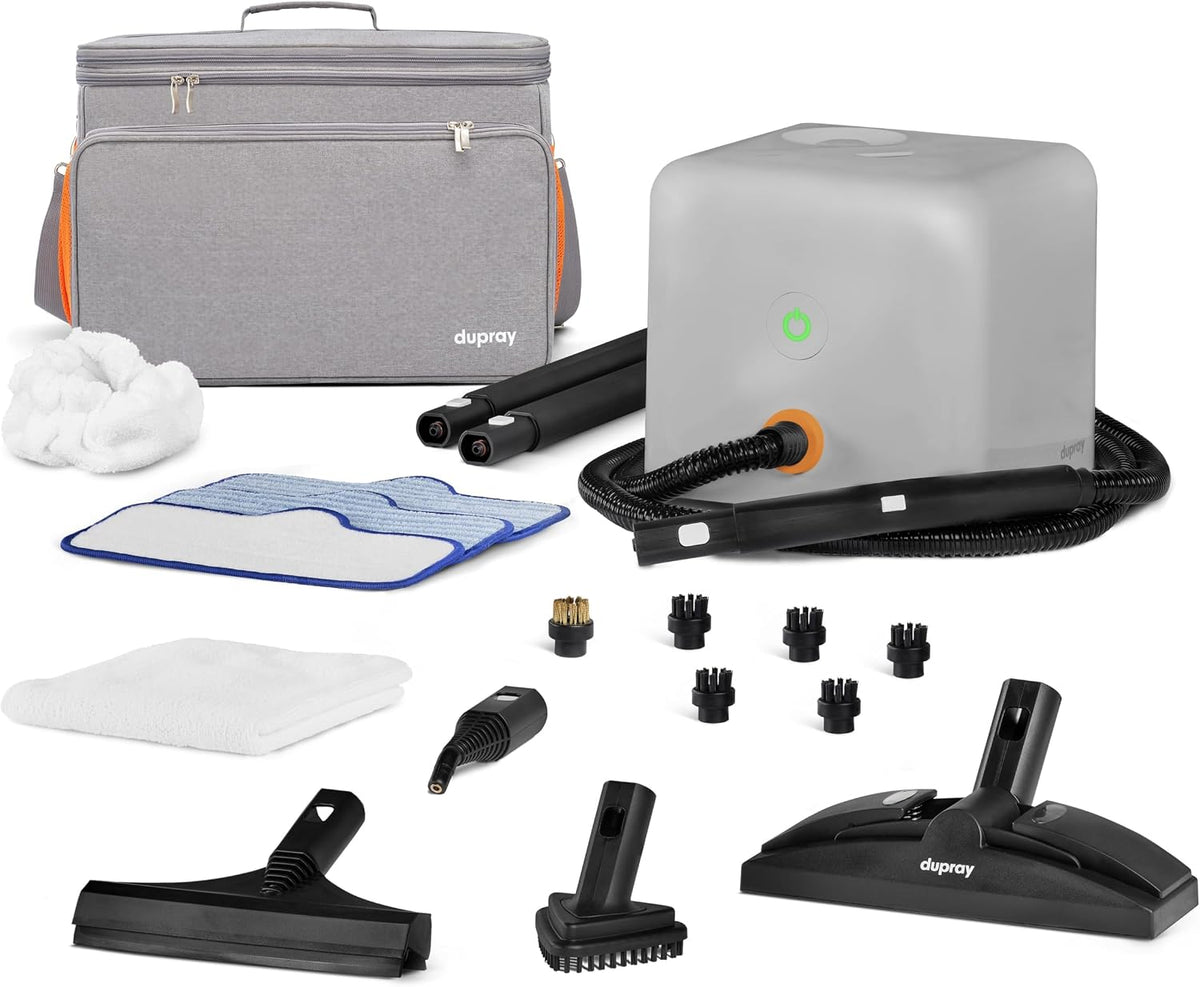 Dupray nettoyeur vapeur, Noir, Neat Plus avec kit de 18 accessoires, Nettoyage puissant, sans produits chimiques pour sols