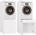 BDW lave-linge, 180 x 64 x 64 cm, Blanc, Armoire de Machine à Laver et sèche-Linge Pola Twin, Meuble Haut de Salle de Bain