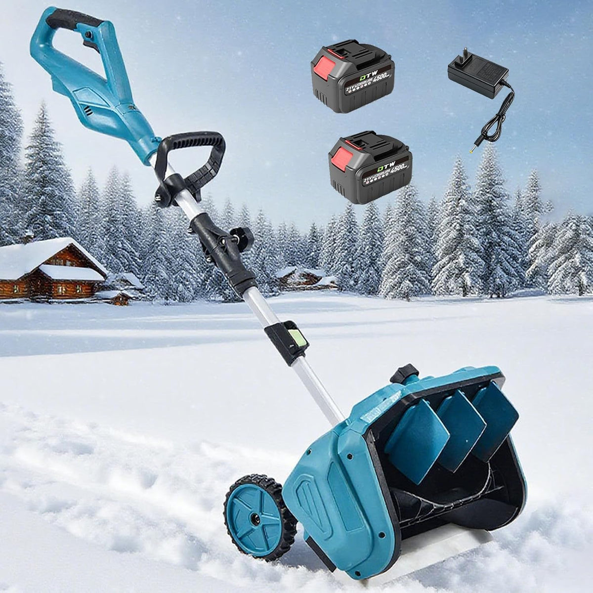 Naturalpowev fraise à neige, 7,6 m, 40 cm, Noir, sans Fil, Souffleuse à Neige avec 2 Batterie 4500 mAh, Portée de projection