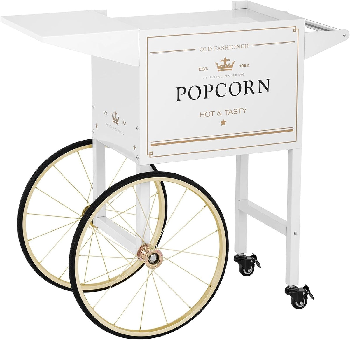 Royal Catering Appareils à popcorn, Blanc/Doré/Argenté, Chariot Pour Machine à Popcorn Professionnelle Coloris Blanc & Doré