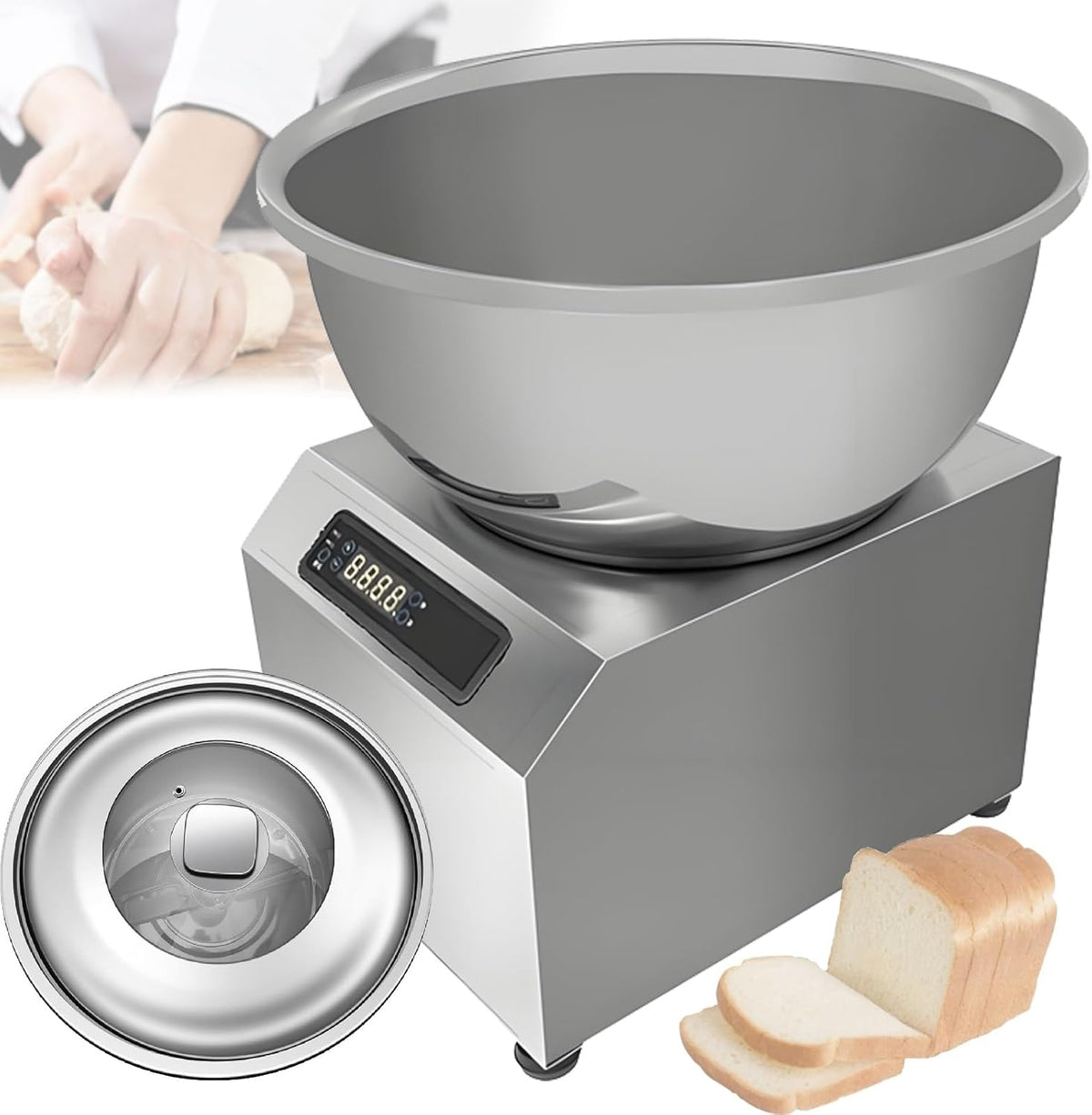 VFMVOYNZ Batteurs sur socle, 5 kg, 8 kg, 1800 W, 2200 W, 5 kg, Argenté, Pétrin professionnel /, pétrin électrique