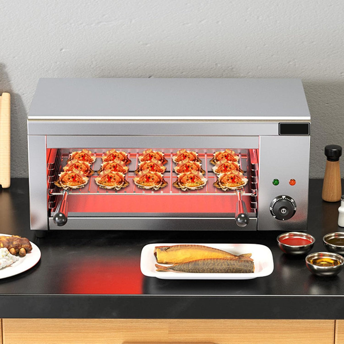 BeoyNot Grills électriques d'extérieur, 2000 W, Noir, Gril BBQ électrique extérieur, 50-300℃ et 4 hauteurs