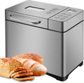 CHANGLKJ Machines à pain, 650 W, 220-240 V/50-60 Hz, 0,9 Kg, Argenté, Machine À Pain Automatique, 3 Tailles De Pain Et 3 Couleurs De Croûte