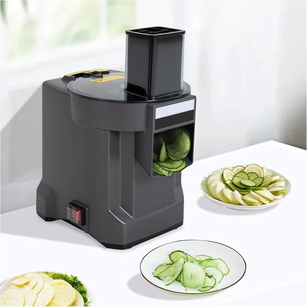 GTHTUHFD robot de cuisine, Argenté, Coupe-légumes et hachoir en acier inoxydable, électrique pour trancher et couper en dés efficacement les oignons