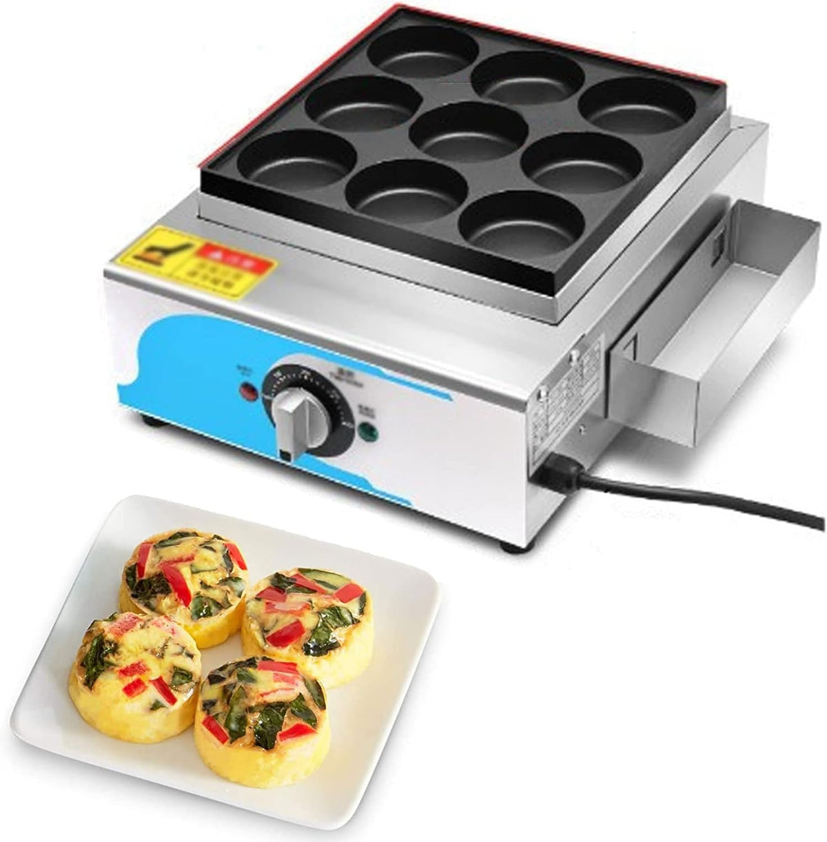 Appareil Cuiseurs à œufs, Noir, À Bouchées Aux Œufs Pour Le Petit-déjeuner, Chambre De Cuisson Antiadhésive À Remplissage Profond