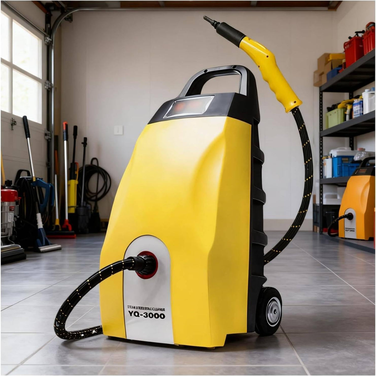 GEHPYYDS nettoyeur vapeur, 75 x 30 x 35 cm, 3000 W (220 V) / 2500 W (110 V), 110 V/220 V, 2500 W, 3000 W, Jaune, Professionnel / - Réservoir de 3