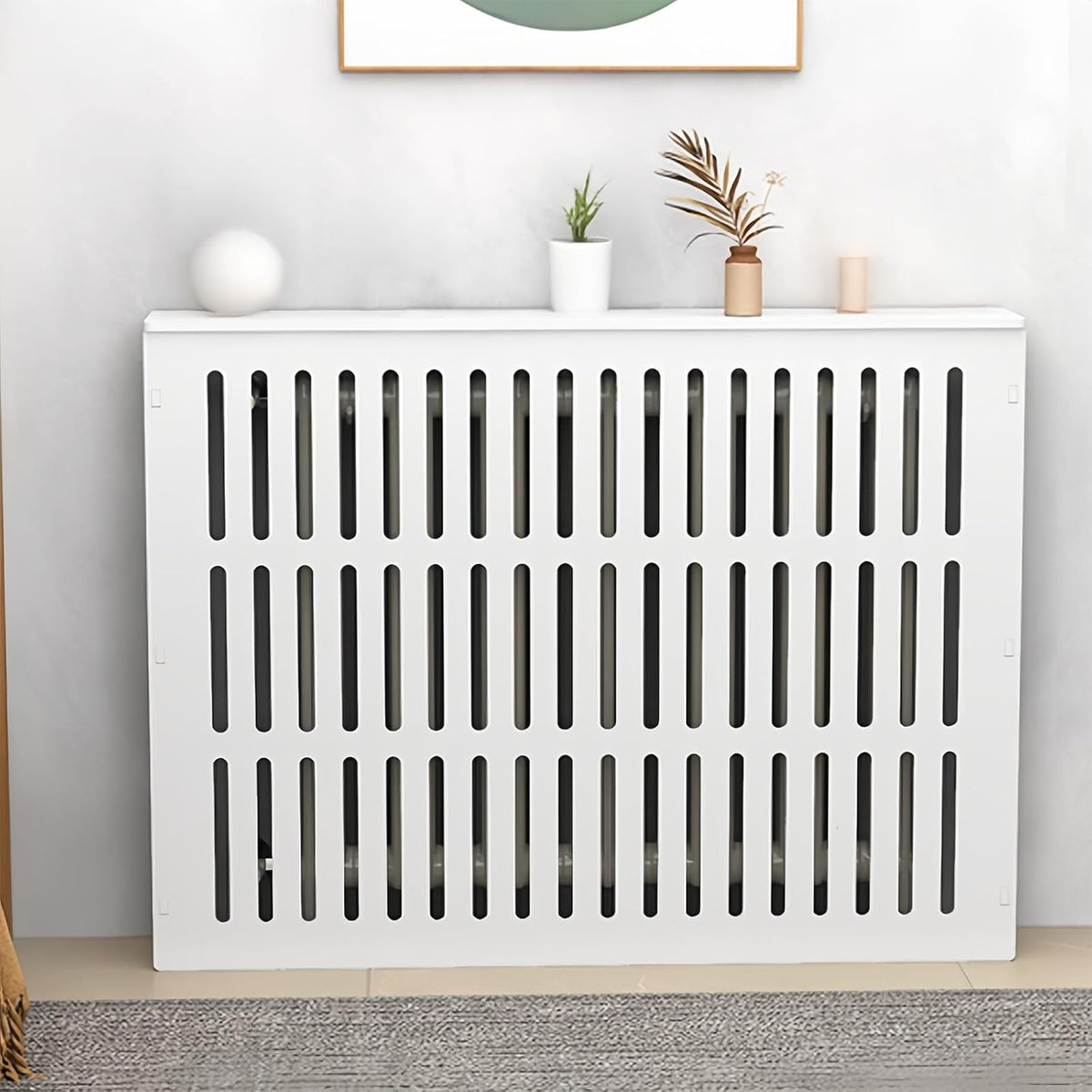 Cache Pièces et accessoires pour radiateur, bois PVC et plastique., blanc