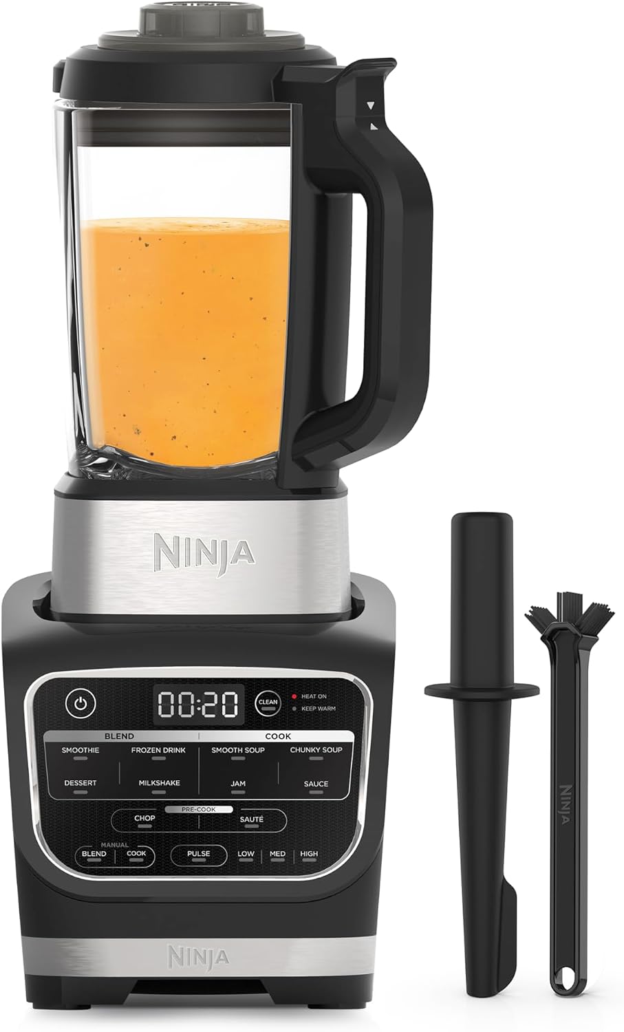 NINJA blender, 1000 W, 1,7 L, Noir, Foodi Chauffant, 10 Programmes HB150EU, Confiture, Smoothie, Brosse et Programme de Nettoyage