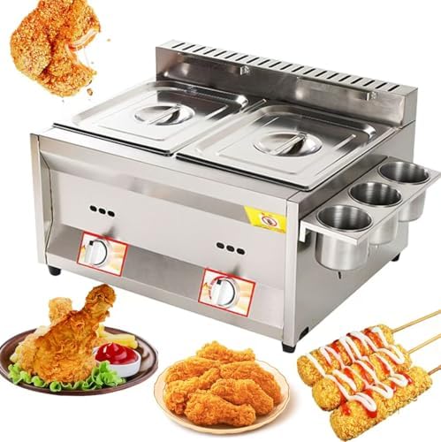 Friteuse Friteuses, 10 L, Argenté, à gaz Commercial + 'acier Inoxydable, idéal pour Les Frites et Les Chips de Maison et de Restaurant