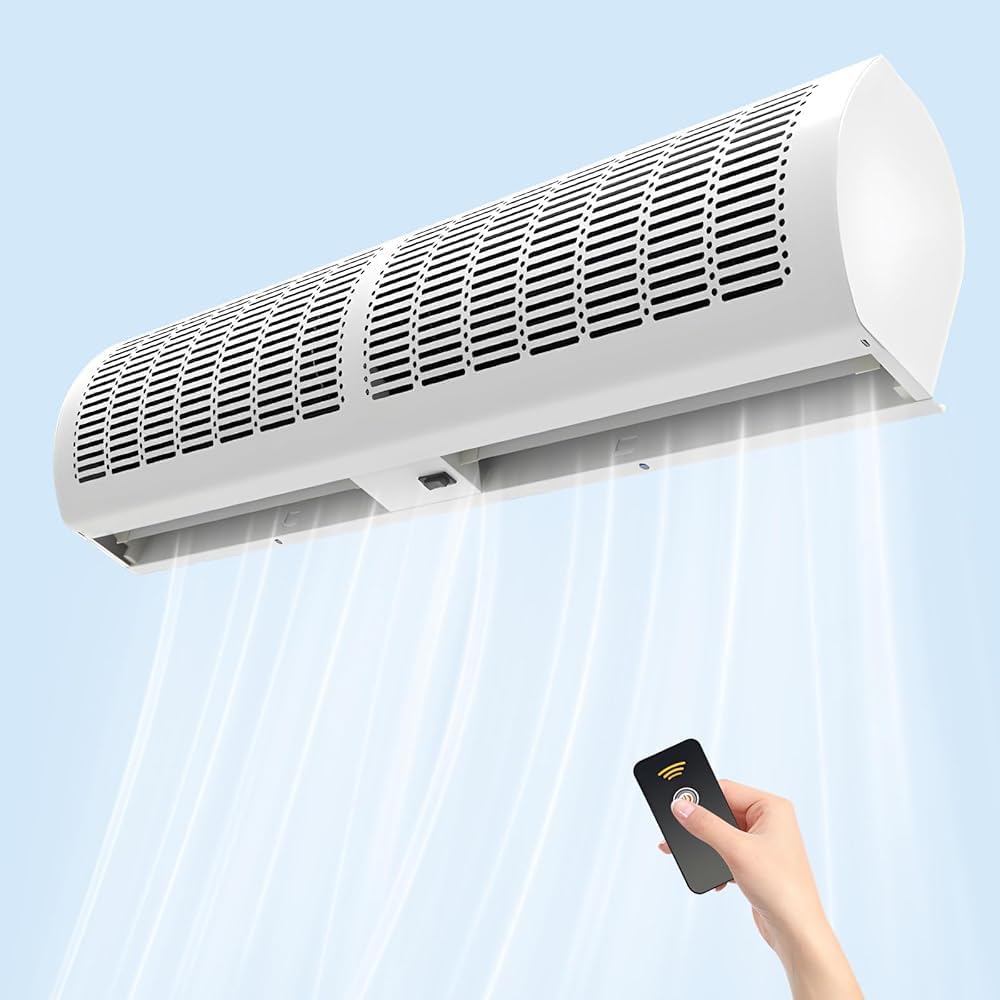 Rideau Climatiseurs muraux, Noir, d'air mural, unité commerciale à 2 vitesses avec télécommande, conception écoénergétique pour supermarchés