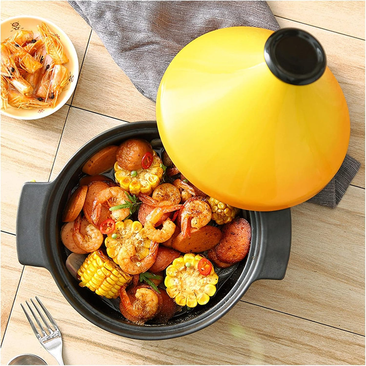 Marmite Tajines, pour 1-2 personnes, Céramique, Noir, à tajine avec couvercle, à tajine de cuisson en céramique Moroan pour la cuisine à domicile