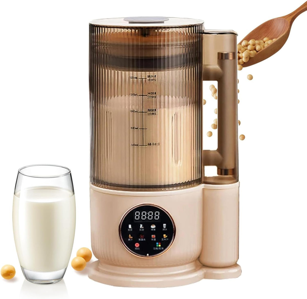 Machine blender, 8,5 x 31 cm., 1,5 l, Noir, à lait de soja - à lait de noix avec autonettoyant pour amande