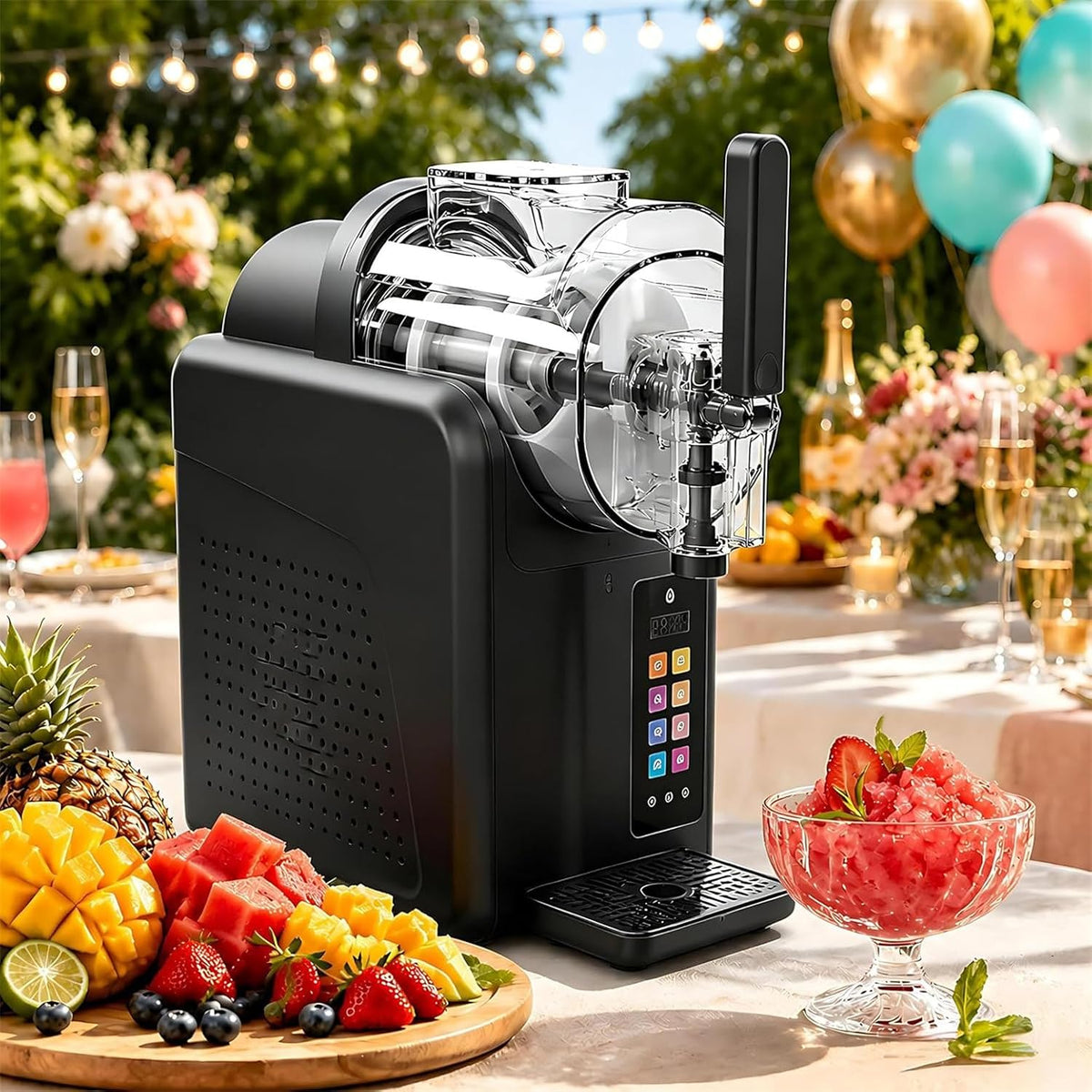 Nuxyyds sorbetière, 398 x 190 x 407 mm / 398 x 380 x 420 mm, 2 L / 2 L x 2, 185 W / 430 W, 2 L, Noir, 7 Programmes Prédéfinis