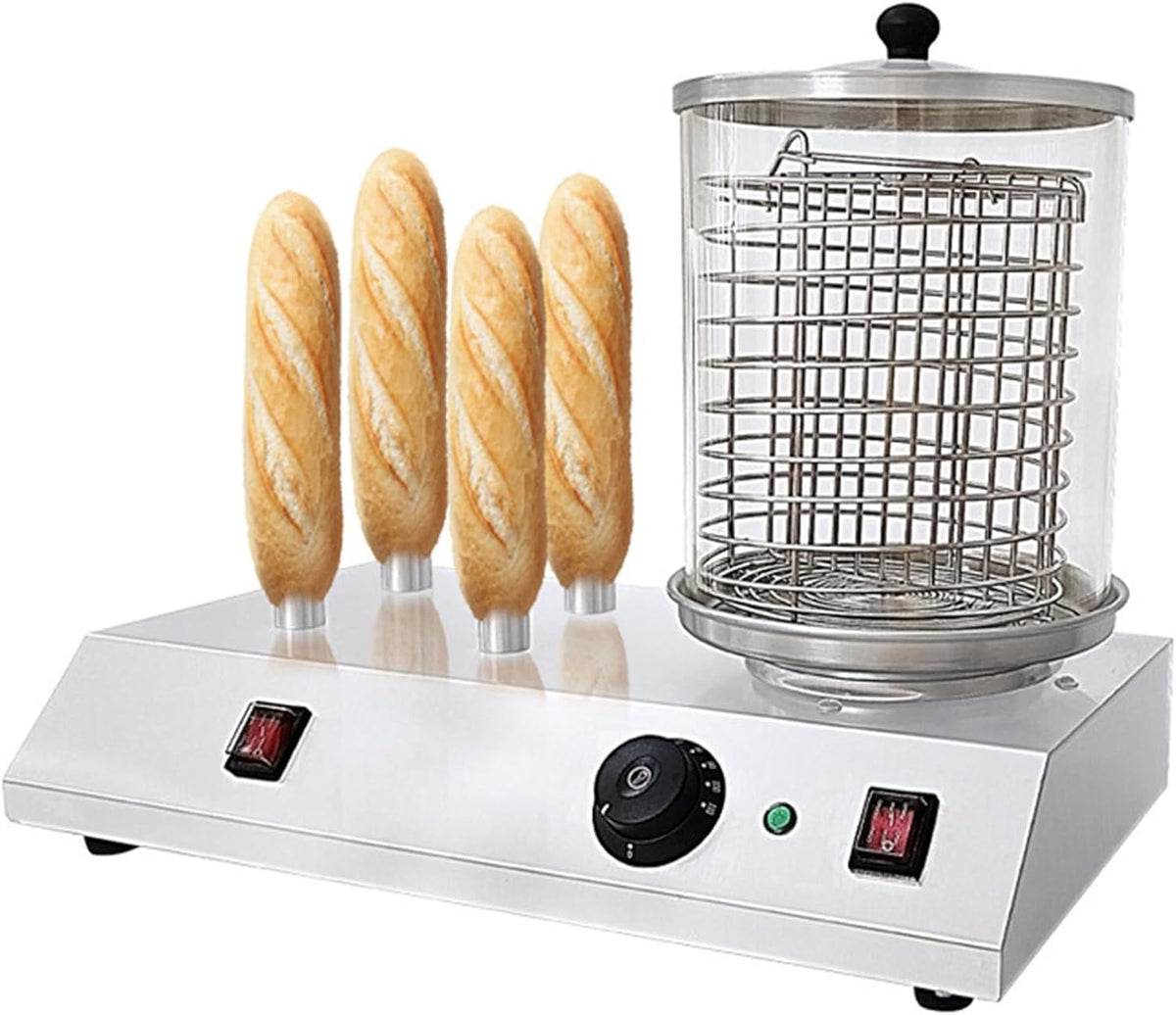 Oiyekntd Appareils à hot dog, 458 W, 220 V/50 Hz, verre, acier inoxydable., Noir, Chauffe-hot-dog électrique commercial