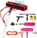 Nettoyeur panneau solaire, Noir, de avec manche extensible de nettoyage de fenêtre, brosse alimentée à l'eau