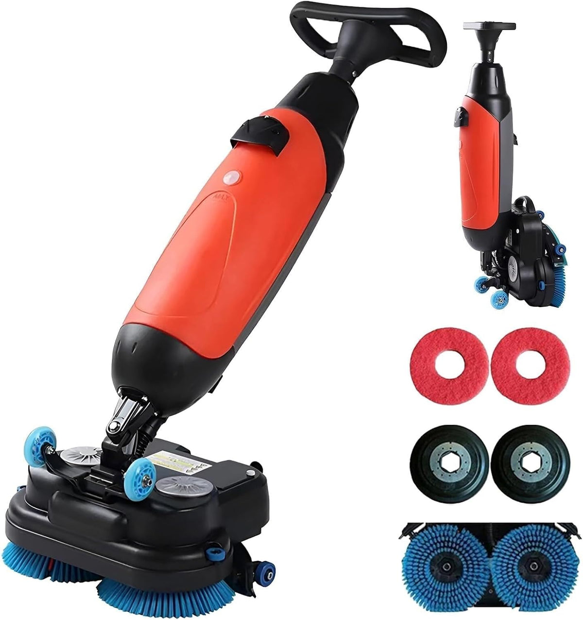 VZXATYOP batterie, 45 x 36 x 120 cm, 240 Tr/min, 200 M, Noir, Autolaveuse Professionnelle 17', Double Brosse Rotative