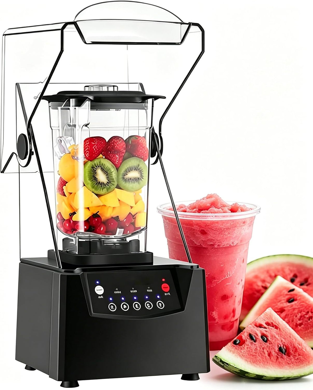 WDDBFL blender, 235 x 235 x 455 mm, 1,8 l, 1500 W, 110-120 V, 50/60 Hz, Noir, Professionnel Silencieux, Smoothies