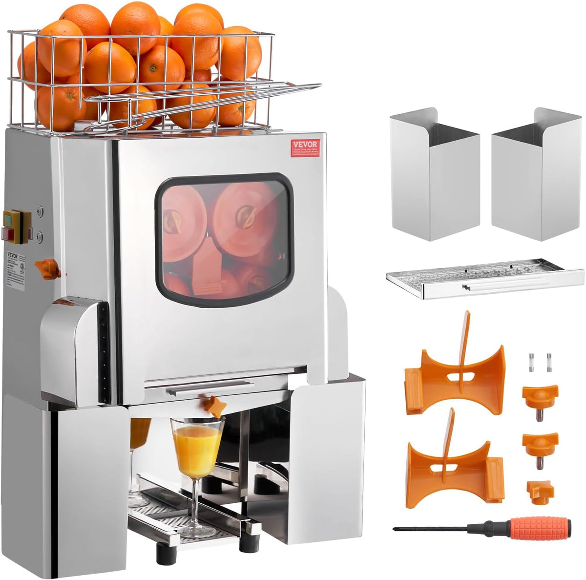 VEVOR presse-agrumes, 19,5 x 12,6 x 30,7 po/495 x 320 x 780 mm, 120 W, SUS304 + PC, Orange