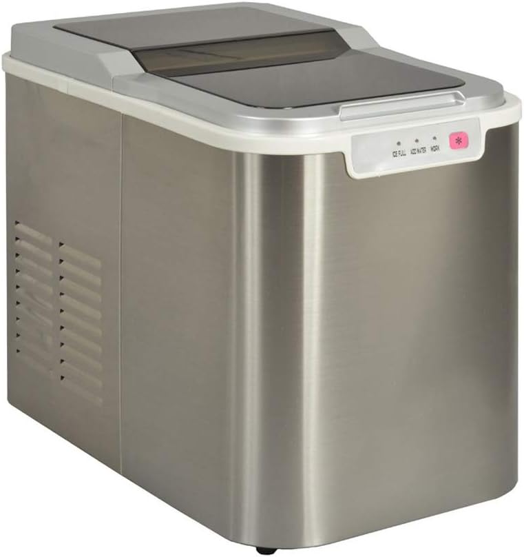 Kitchen Chef machine à glaçons, 140 W - 220-240 V., 140w, 12 kg, Argenté, /24h Avec Nettoyage Automatique Inox - YT-E-005B1