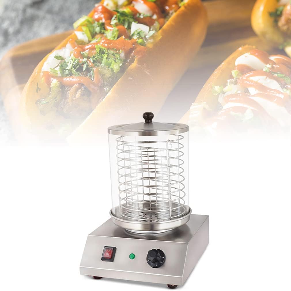 GTHTUHFD Appareils à hot dog, 260 x 320 x 390 mm., 538 W, Argenté, Machine À Hot-Dogs À Rouler, Grill À Saucisses Automatique