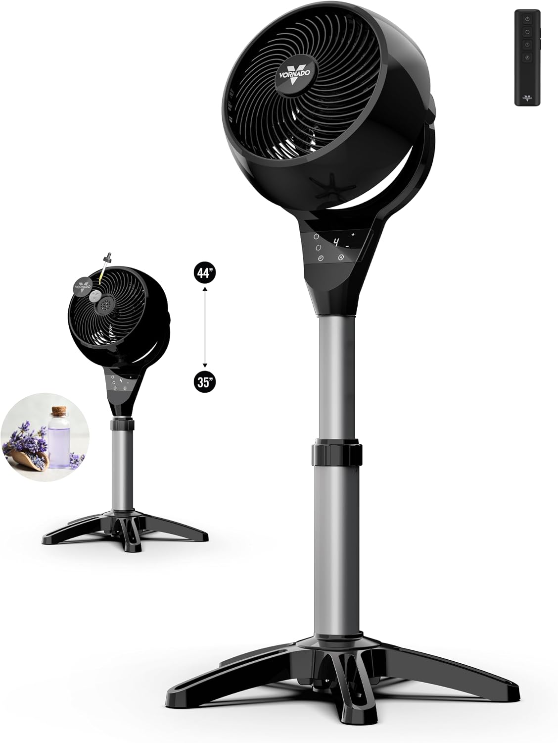 Vornado Ventilateurs sur pied, 73,7 cm, 99 cm, Noir, 6803 OSC Circulateur sur pied avec oscillation, télécommande incluse