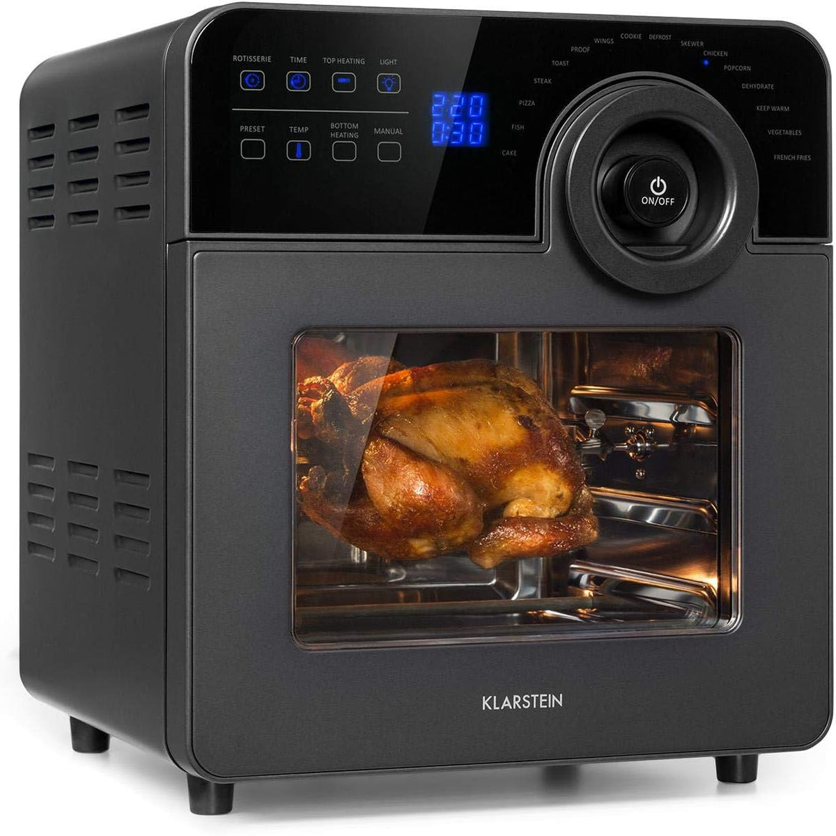 KLARSTEIN friteuse à air chaud, 1700 W, 14 L, Argenté/Noir, AeroVital Cube Chef - Friteuse sans huile, Air fryer