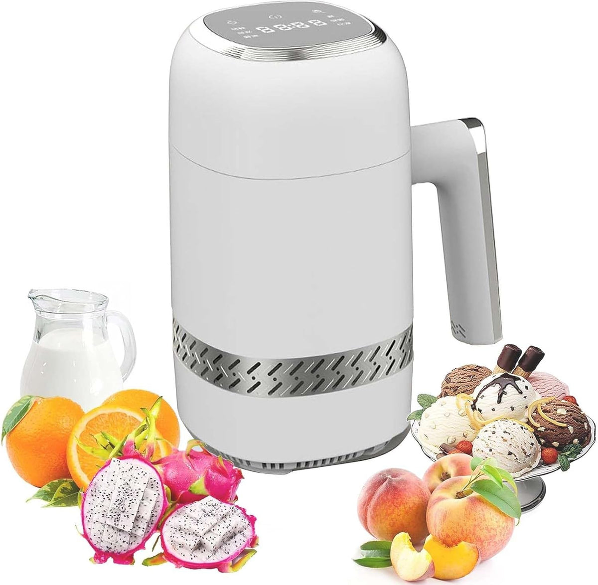 QFGain sorbetière, environ 198 x 129 x 245 mm, 300 ml, 60 W, 12 V 5 A (compatible avec prise allume-cigare), ABS, alliage d'aluminium, Gris