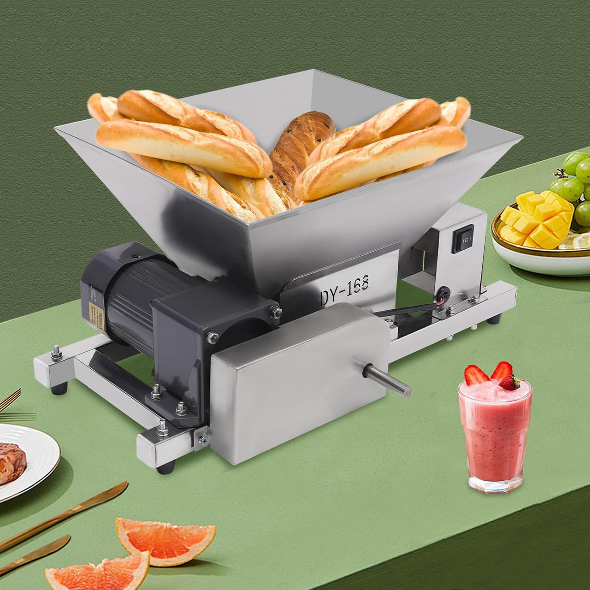 Esyogen broyeur, 52 x 30 x 38 cm., 4 μF, 60 W., 220 V, 50 Hz/60 Hz, 4 l, acier inoxydable, plastique, cuivre, argenté., Moulin à fruits