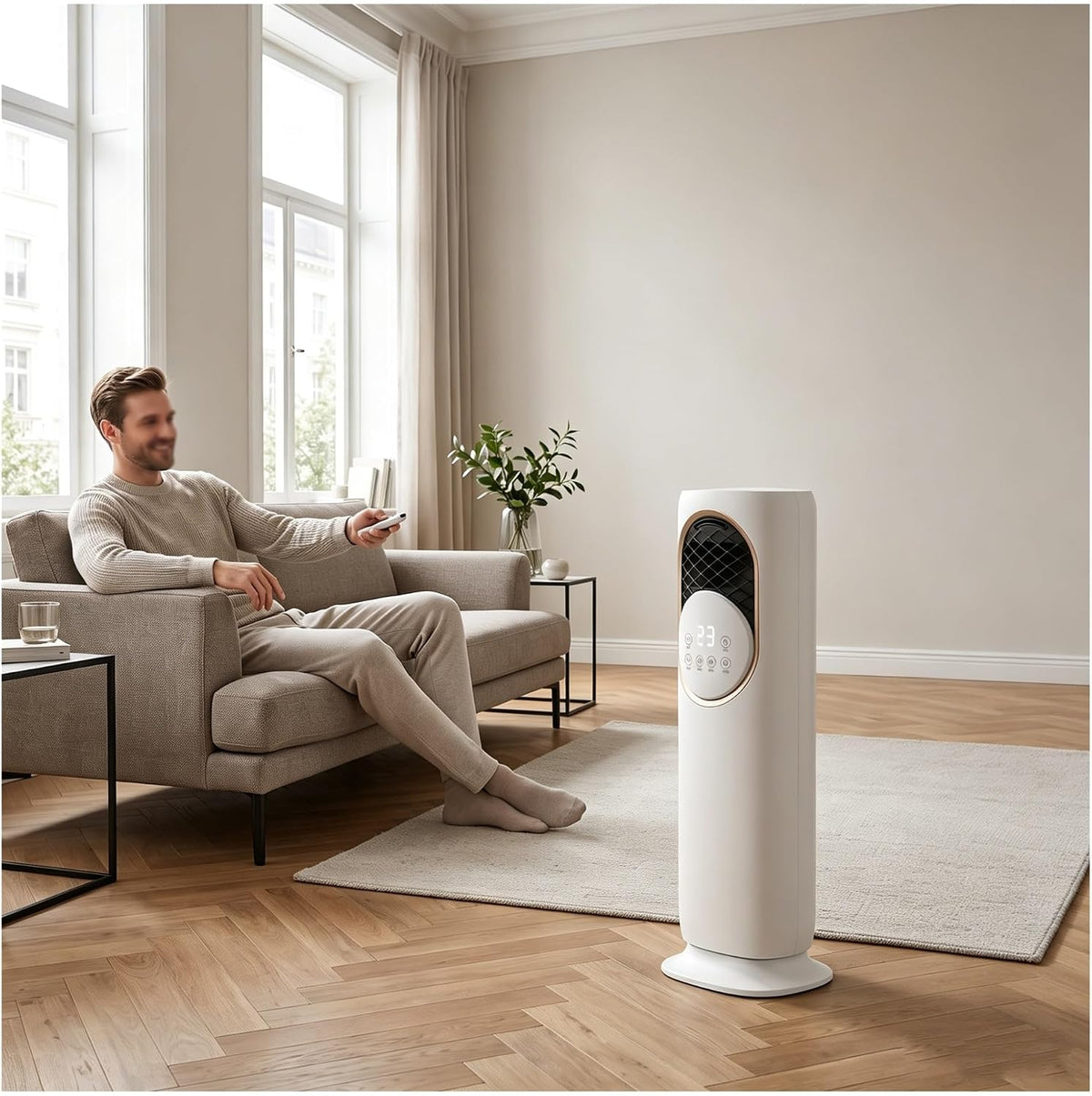 climatiseur portable QWEASDF, 30*23*81 cm, 0,079 m³, Refroidissement : 45 W, Blanc, ，rafraichisseur d'air silencieux