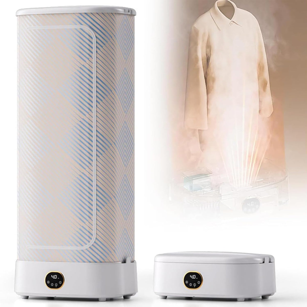 Cplsntaeam Séchoirs à vêtements, Blanc, Sèche-Linge Portable, Machine à Repasser à Vapeur, Circulation d'air Chaud à 360 °
