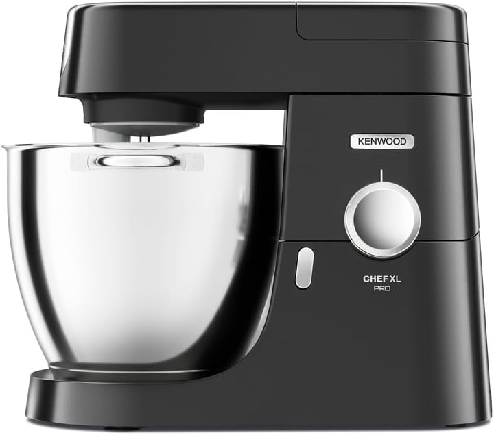 Kenwood robot pâtissier, Argenté/Noir, Chef XL Pro - avec Bol XL en Acier Inoxydable, Pétrin pour Pain et Pizza