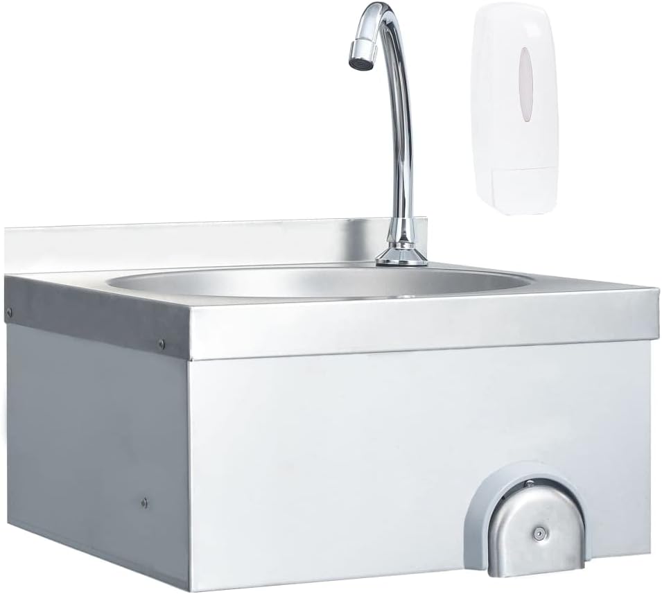 GeenYuu Muraux, acier inoxydable 304, Argenté, distributeur de savon, montage mural, évier professionnel pour cuisine