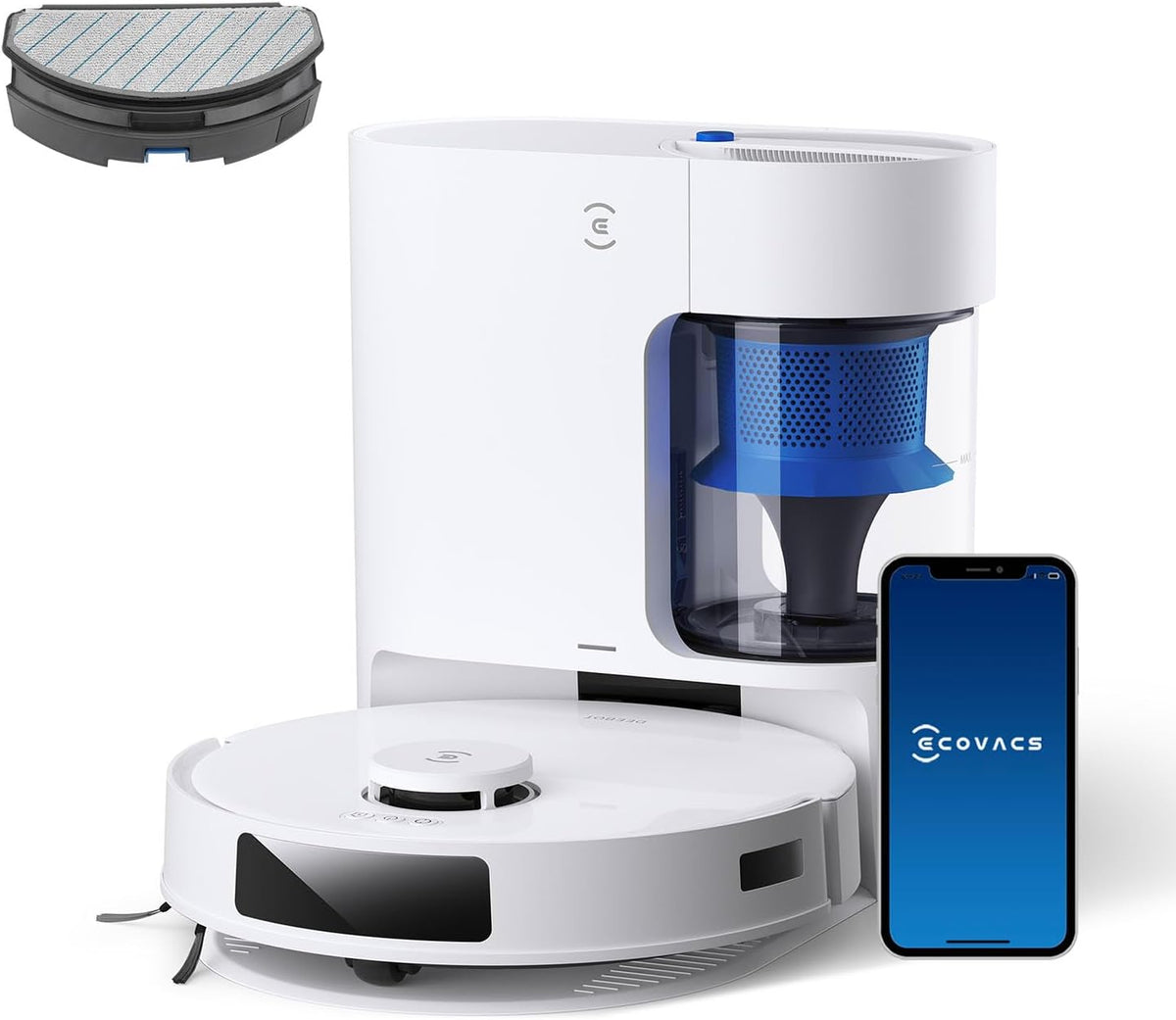 ECOVACS robot aspirateur, Noir, Laveur DEEBOT N20 Pro Plus, Aspirateur Robot 8000Pa avec vidange Automatique poussière