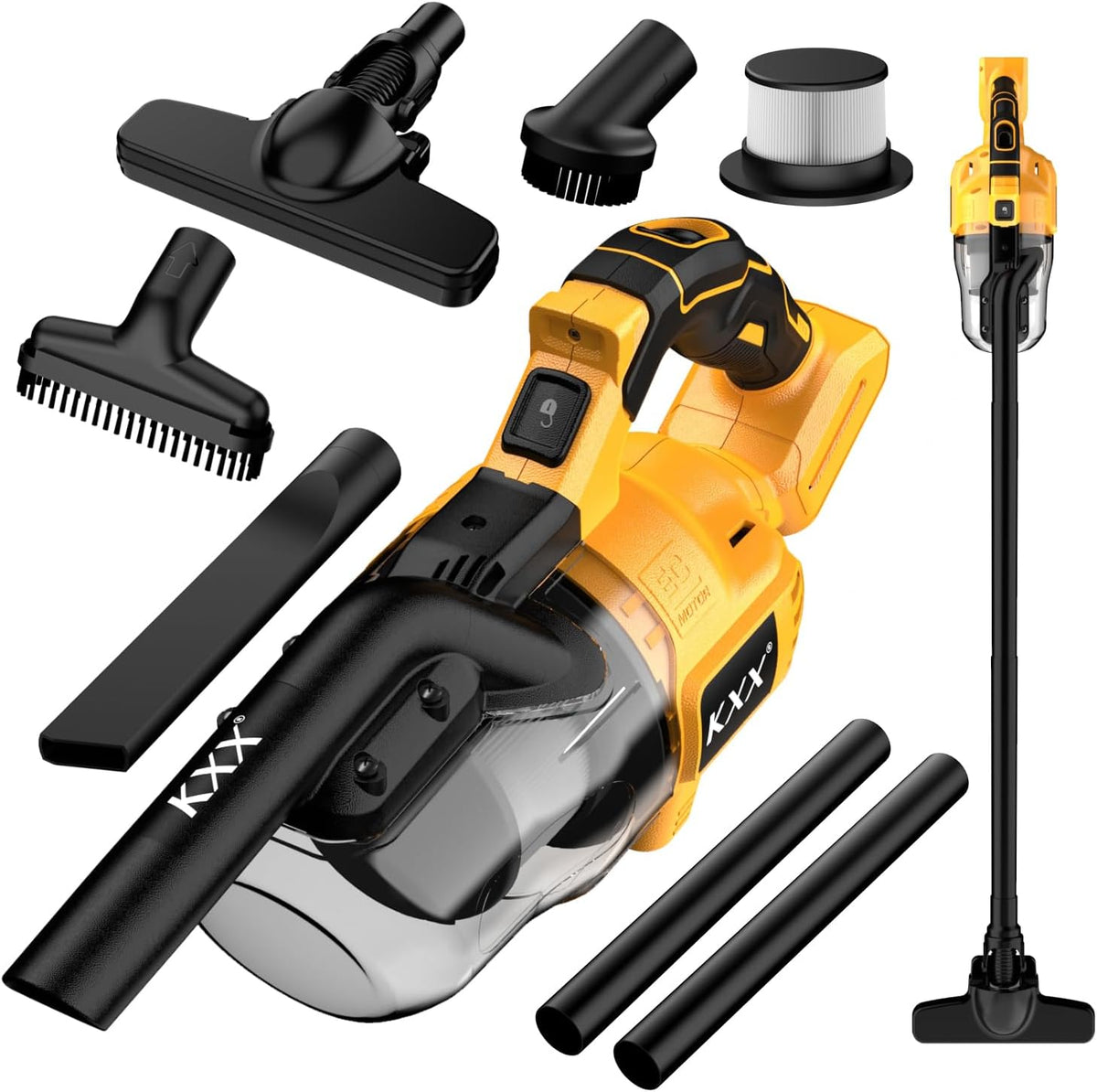KXX Aspirateurs à main, 20 V, 500 W, Noir, Aspirateur De-Walt sans Fil pour Batterie, aspirateur électrique 5 en 1 Puissant