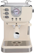 Bewinner machine à café, 3 à 5 tasses, 1050 W, 1050 W, ABS, acier inoxydable., Noir/Argenté, Semi-automatique avec Baguette Vapeur