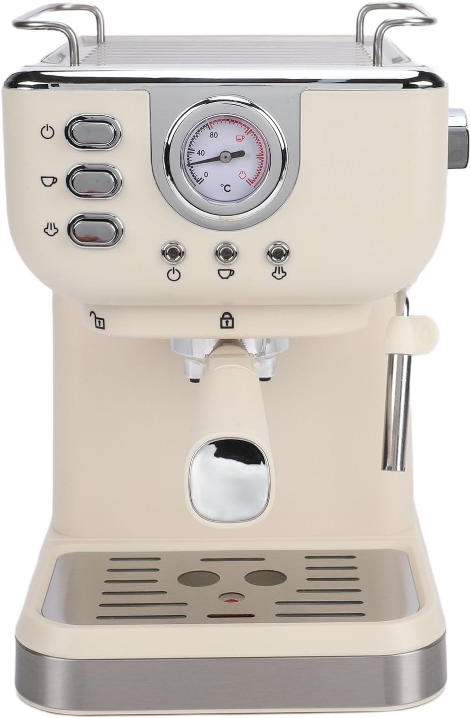 Bewinner machine à café, 3 à 5 tasses, 1050 W, 1050 W, ABS, acier inoxydable., Noir/Argenté, Semi-automatique avec Baguette Vapeur