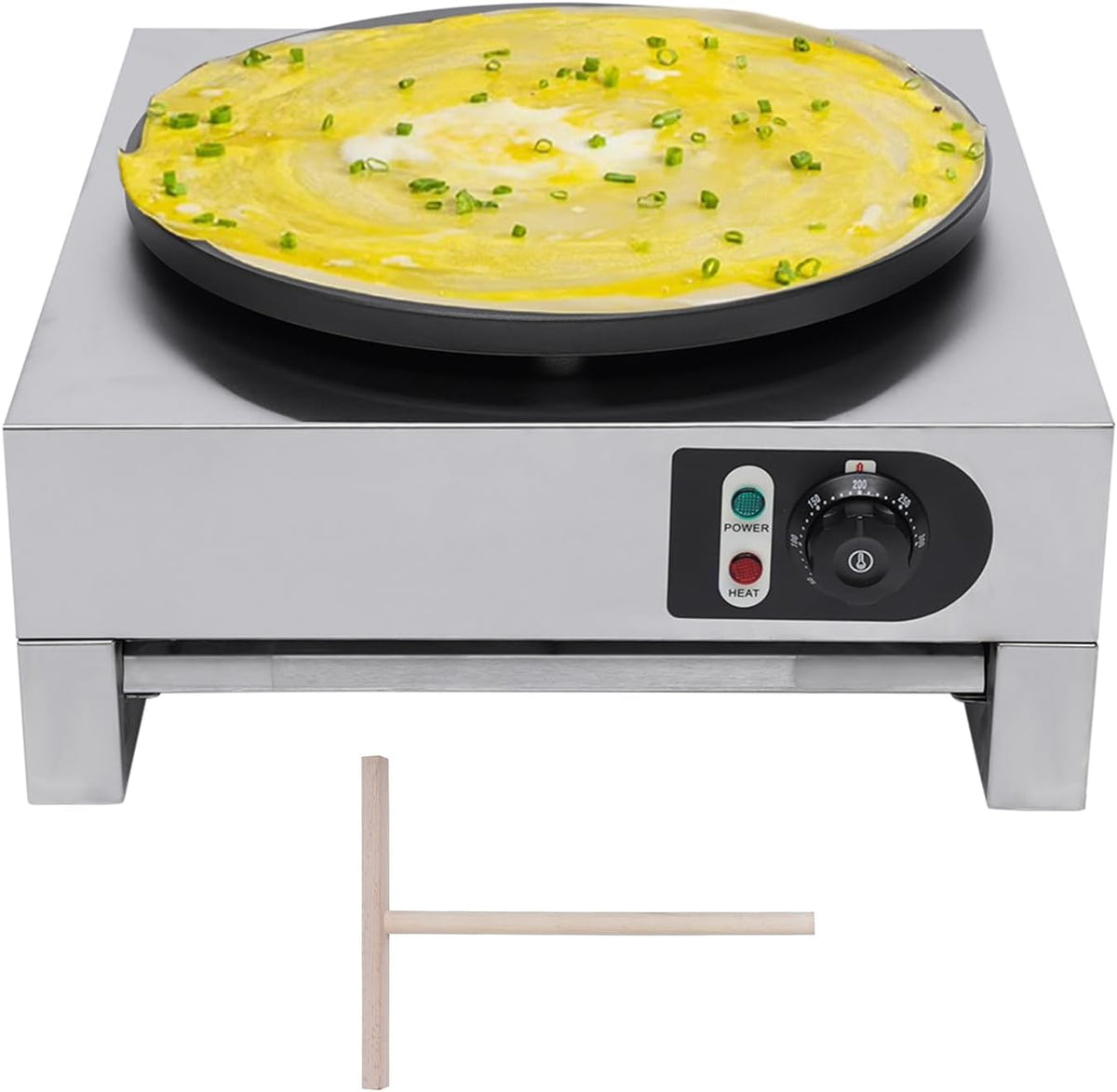 vinnyooc Crêpières, 3 Kw, 220v, 50hz, 40CM, Argenté, Crepiere Electrique Appareil à Crêpes Machine a Crepe