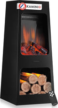 KAMINIO cheminée électrique, Marron, de Jardin Kai - Brasero électrique d'extérieur avec Chauffage, Effet de Flamme 3D