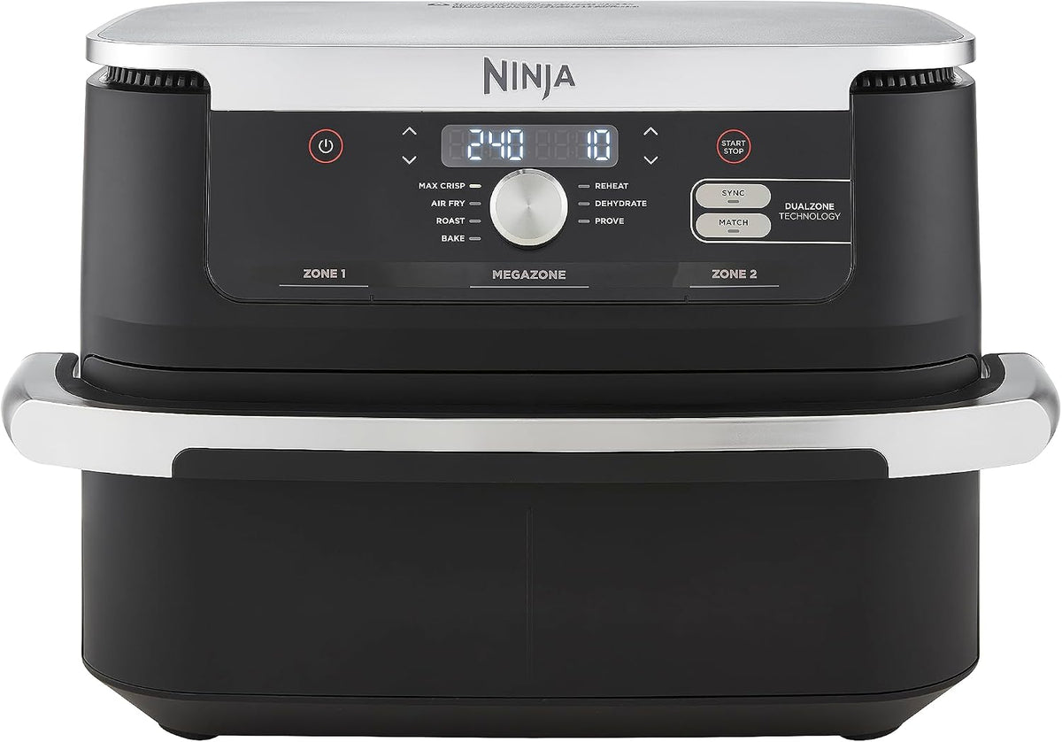 NINJA friteuse à air chaud, 10,4 L, Noir, Foodi FlexDrawer Air Fryer 2 Compartiments, 7 en 1 AF500EU, Séparateur Amovible Grande Capacité de 10.4 L