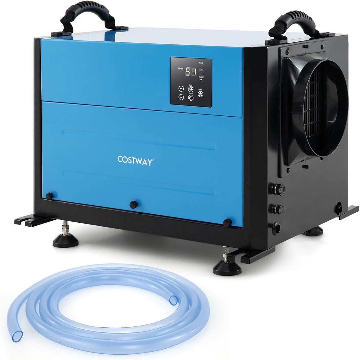 COSTWAY déshumidificateur, 52 x 35,5 x 35 cm/58 x 38 x 36 cm (L x l x H), ≤58 dB, 58,5 L, Tôle, ABS, Bleu/Blanc, Industriel ( /Jour