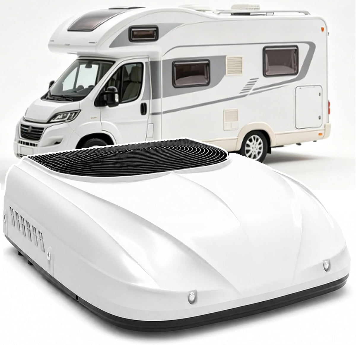 Climatiseur Climatiseurs, 24 V, 2000 W, 60 dB, Blanc, de toit CC pour camping-car, unité portable avec moteur sans balais et niveau de bruit