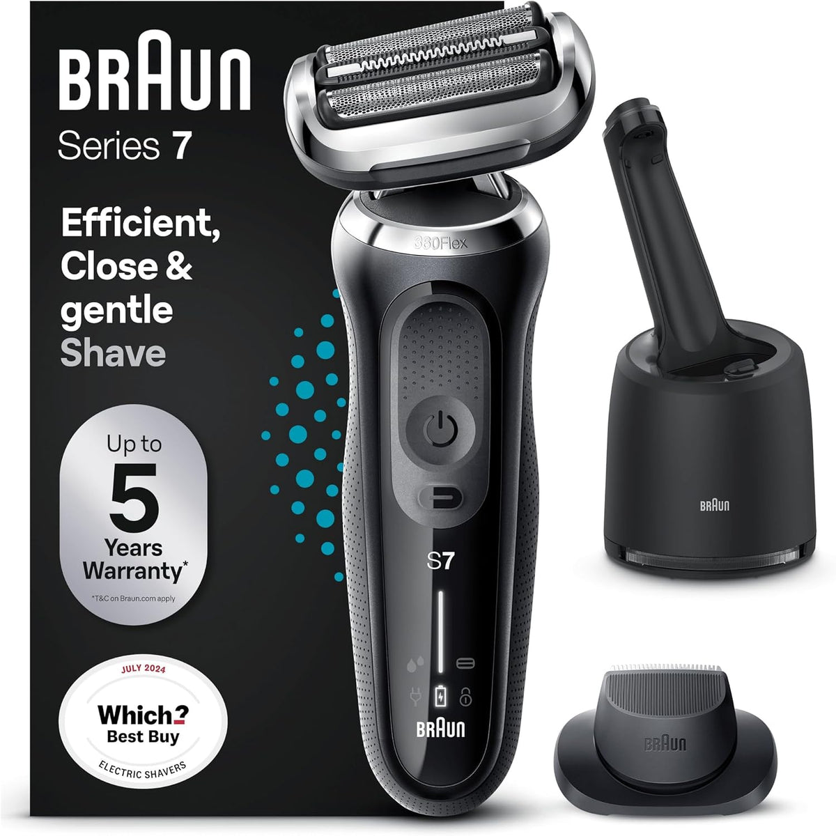 Braun Rasoirs à têtes rotatives, Marron/Noir, rasoir sans fil, humide et sec, 100 % étanche, prise britannique à 2 broches