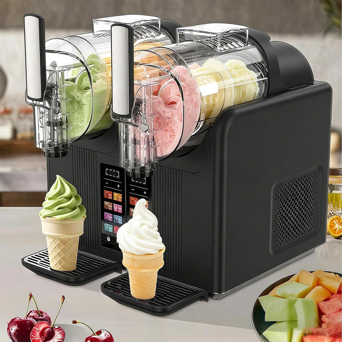JIYINGHUI sorbetière, Noir, Machine à Granita Et à Glace Molle 2 en 1, 7 Modes pour Smoothies, Milkshakes