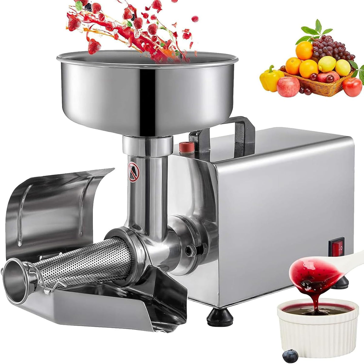 Moulin broyeur, Noir, à tomates électrique, passoire à fruits, idéal pour un usage domestique et professionnel
