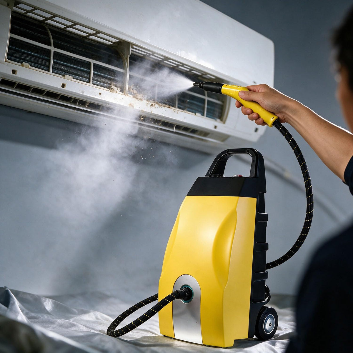 XueFulxion Nettoyeurs vapeur, Jaune, Appareil Vapeur Industriel, Accessoires Pour Toutes Surfaces Yellow, Conception Robuste