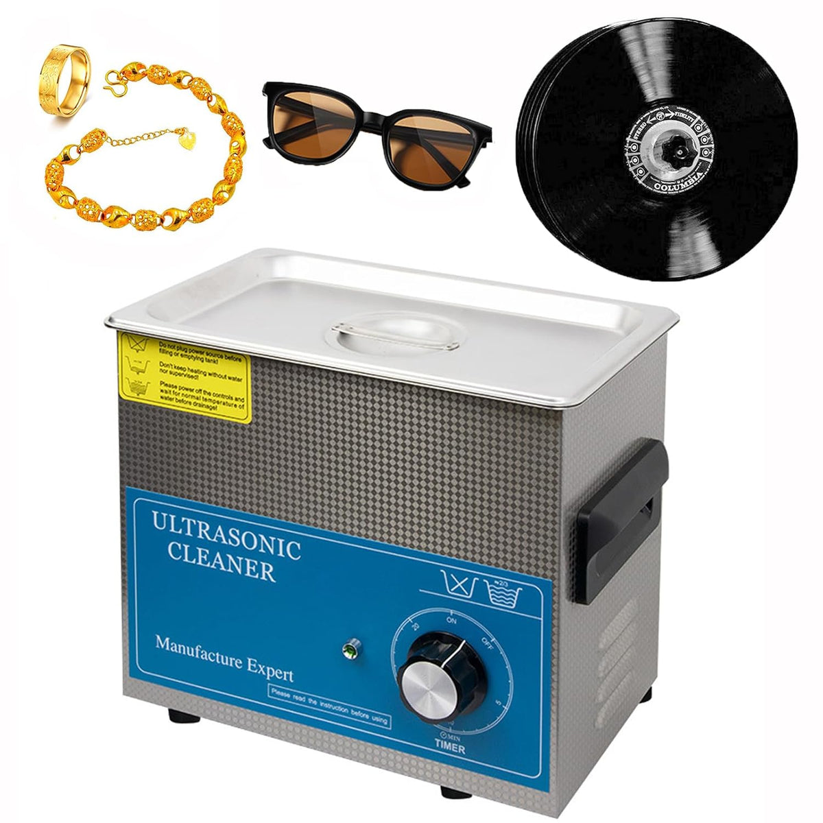 Nettoyant Fournitures pour le nettoyage du laboratoire, 120 W, 120 W, 3 L, Argenté, En Vinyle En Vinyle Ultrasonique