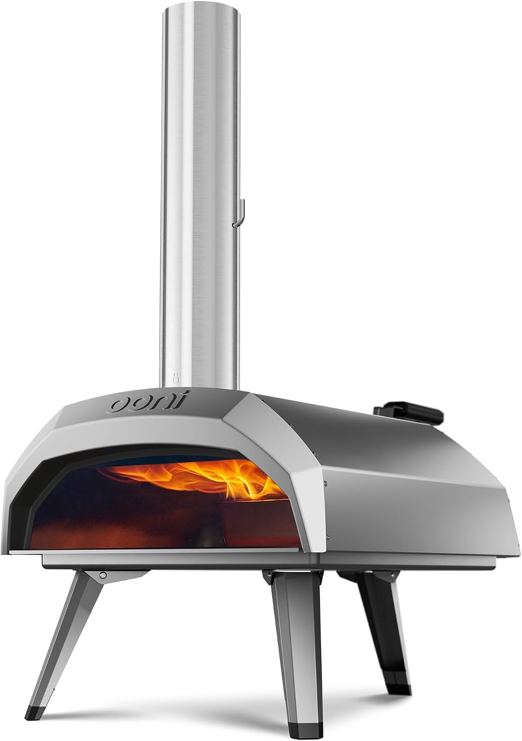 Ooni four à pizza, Noir/Argenté, Multi-Combustible Bois/Charbon avec Option Gaz, Four a Pizza Gaz, Cuisson sur Pierre en 60 Secondes